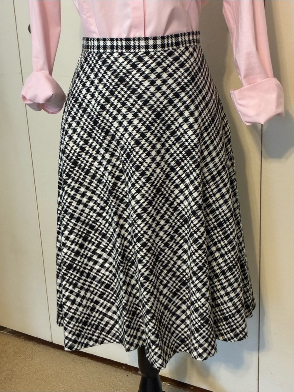 Black & White Plaid Circular A-Line Skirt